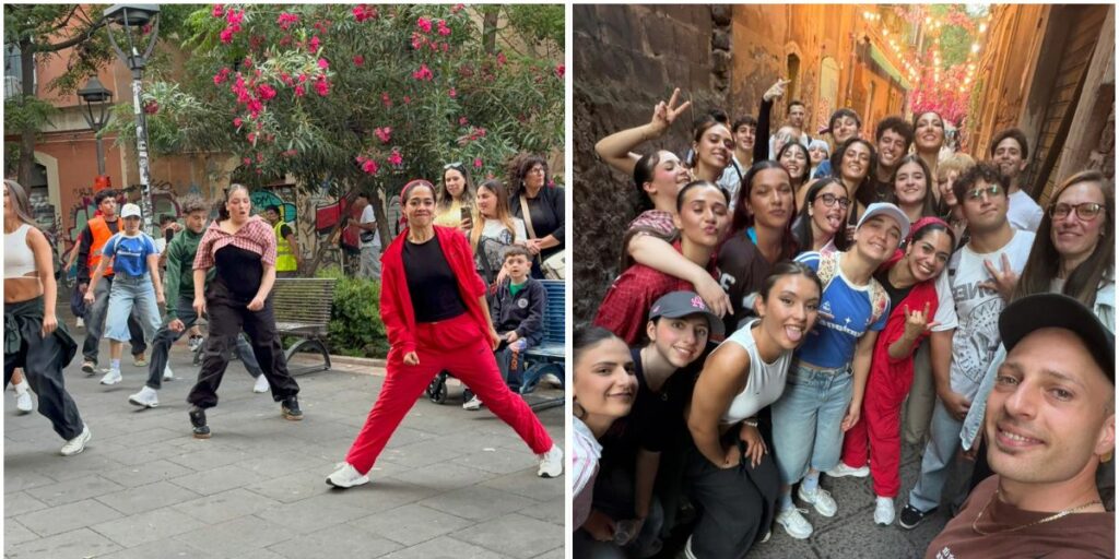 Performance corale del flash mob KEBASTARD a Piazza Sciuti, Catania